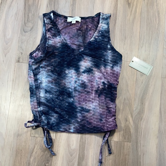 Last Chance ❌ 💜$8ifbundle3 No Comment tie dye print honeycomb stretch  top L jr - Picture 6 of 16